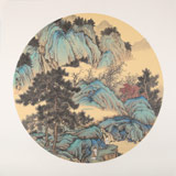 吳顯剛卡紙團(tuán)扇《高士游山圖》 貴州七星關(guān)美協(xié)主席