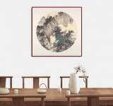 吳顯剛卡紙團(tuán)扇《攜琴訪友圖》 貴州七星關(guān)美協(xié)主席