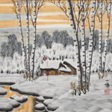 【已售】何一鳴 三尺斗方《雪晴》 冰雪畫派畫家 師從于志學(xué)