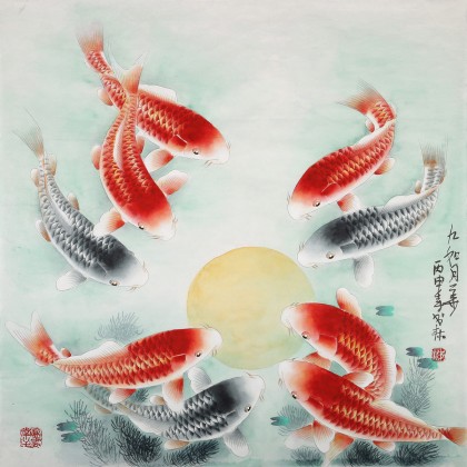 【已售】南海禪寺 妙林居士 四尺斗方《九如月華》