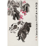 庾超然 四尺三開《福祿雙至圖》 黃鶴樓書畫院院長