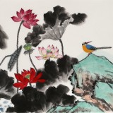 朱祖義 小六尺荷花《映日荷花別樣紅》 中國老子書畫院副院長(zhǎng)