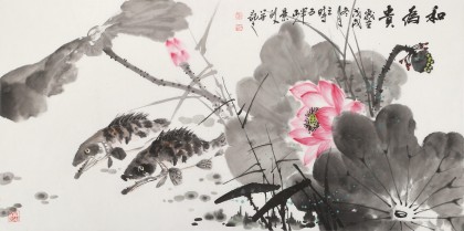 梁景欣 三尺《和為貴》 學(xué)院派畫家