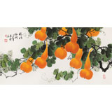 【已售】黃藝三尺招財辟邪葫蘆畫《福祿臨門》