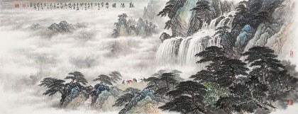 【已售】李碧峰 小六尺《觀瀑圖》 中國書畫家協(xié)會(huì)理事