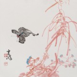 【已售】黃云鴻 三尺斗方《彩蝶》