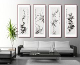 【已售】何華賢 四條屏 《梅蘭竹菊》 潁淮書畫名家