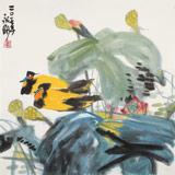 【已售】王永剛 四尺斗方《荷塘雙棲》 78歲國(guó)家一級(jí)美術(shù)師 太行畫院院長(zhǎng)