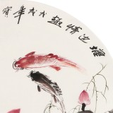 王寶欽 四尺團(tuán)扇荷花《塘邊情趣》當(dāng)代花鳥牡丹畫名家（詢價）