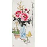 【已售】梁景欣 三尺《清供圖》 學(xué)院派畫家