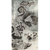 【已售】王寶欽六尺《荷塘初雪》當(dāng)代花鳥牡丹畫名家（詢價）