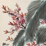 【已售】已故山野派繪畫大家 鄒友蒸《桃花似朝霞》1992年作