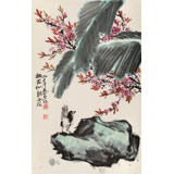 【已售】已故山野派繪畫大家 鄒友蒸《桃花似朝霞》1992年作