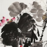 王寶欽 四尺《荷趣圖》當(dāng)代花鳥(niǎo)牡丹畫(huà)名家（詢價(jià)）