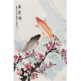 【已售】梁景欣 四尺三開《魚樂圖》 學(xué)院派畫家