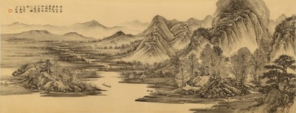 【已售】葛化帥 三尺仿古山水 《湖上春來似畫圖》 千竹書院成員