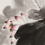 梁景欣 四尺三開《連年有余》 學(xué)院派畫家