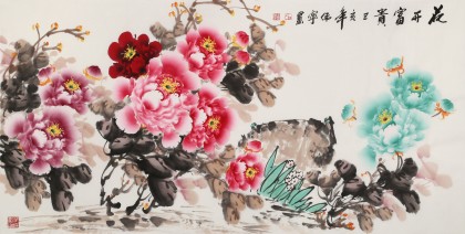 【已售】王偉寧四尺《花開富貴》 青年書畫才俊 河南美協(xié)會(huì)員