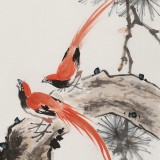 【已售】梁景欣 三尺《雙壽圖》 學(xué)院派畫家