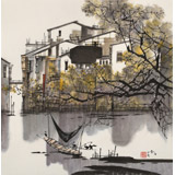 【已售】苗雨 四尺斗方《水鄉(xiāng)》 遼寧工美教授 師從吳冠中