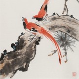 【已售】梁景欣 三尺《雙壽圖》 學(xué)院派畫家