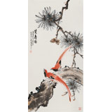 【已售】梁景欣 三尺《雙壽圖》 學(xué)院派畫家