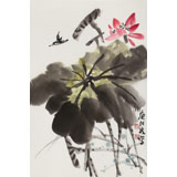 庾超然 四尺三開《荷塘》 黃鶴樓書畫院院長