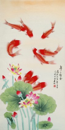 【已售】凌雪 四尺《年年有余》 北京美協(xié)會員