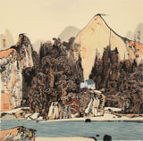 張勇 四尺斗方《秋山隱逸圖》 吉林著名山水畫家