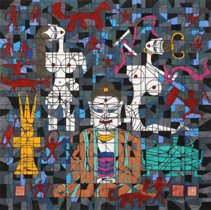 原中文聯(lián)編輯部主任 閻世宏 四尺斗方《圖騰》（詢價(jià)）