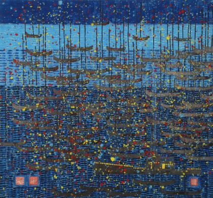 原中文聯(lián)編輯部主任 閻世宏 六尺斗方《漁港》（詢價）