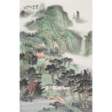 廖崧越 四尺三開(kāi)《綠染家山》 廣西桂林美協(xié)會(huì)員