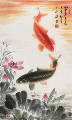 可定制 周升達(dá) 三尺《富貴久魚(yú)》 中國(guó)畫(huà)院國(guó)畫(huà)組長(zhǎng)（詢(xún)價(jià)）