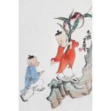 曹建濤 四尺三開《祝壽圖》 獨具特色水墨人物畫家