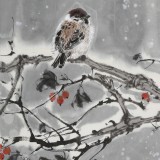 【已售】陳薪名《雪韻》 第六屆全國花鳥畫展金獎獲得者