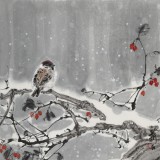 【已售】陳薪名《雪韻》 第六屆全國花鳥畫展金獎獲得者