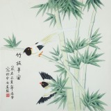 【已售】凌雪 四尺斗方《竹報平安》 北京美協(xié)會員