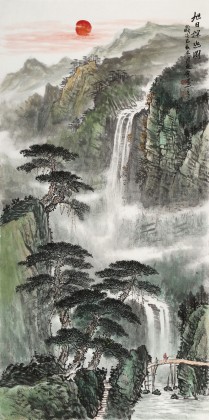 【已售】王友金 四尺《旭日探幽圖》