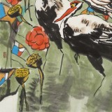 王永剛 三尺斗方《荷塘棲禽圖》 78歲國(guó)家一級(jí)美術(shù)師