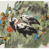 王永剛 三尺斗方《荷塘棲禽圖》 78歲國家一級美術(shù)師