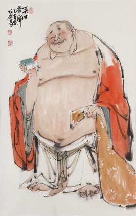 【已售】連紅武 四尺三開《笑口常開》 徐悲鴻畫院華北分院副院長