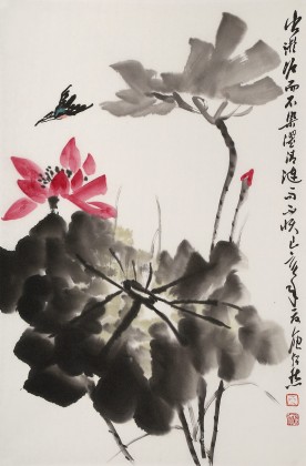 庾超然 四尺三開《出淤泥而不染》 黃鶴樓書畫院院長