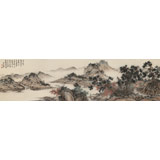 吳顯剛六尺對(duì)開《落日松風(fēng)圖》貴州七星關(guān)美協(xié)主席