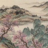 吳顯剛 六尺對(duì)開《春江泛舟》貴州七星關(guān)美協(xié)主席