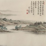 吳顯剛 六尺對(duì)開《春江泛舟》貴州七星關(guān)美協(xié)主席