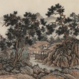 吳顯剛六尺對開《落日松風圖》貴州七星關(guān)美協(xié)主席