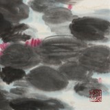 王永剛 三尺斗方《荷風(fēng)悠遠(yuǎn)》 78歲國家一級(jí)美術(shù)師