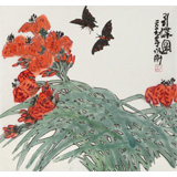 王永剛 三尺斗方《引蝶圖》 國(guó)家一級(jí)美術(shù)師（詢價(jià)）
