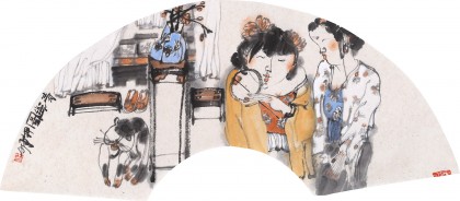 【已售】于明  扇面《清幽圖》 中美協(xié)會員 潛力收藏