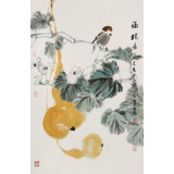 【已售】陳薪名《福祿長久》中美協(xié)會員 第六屆全國花鳥畫展金獎獲得者